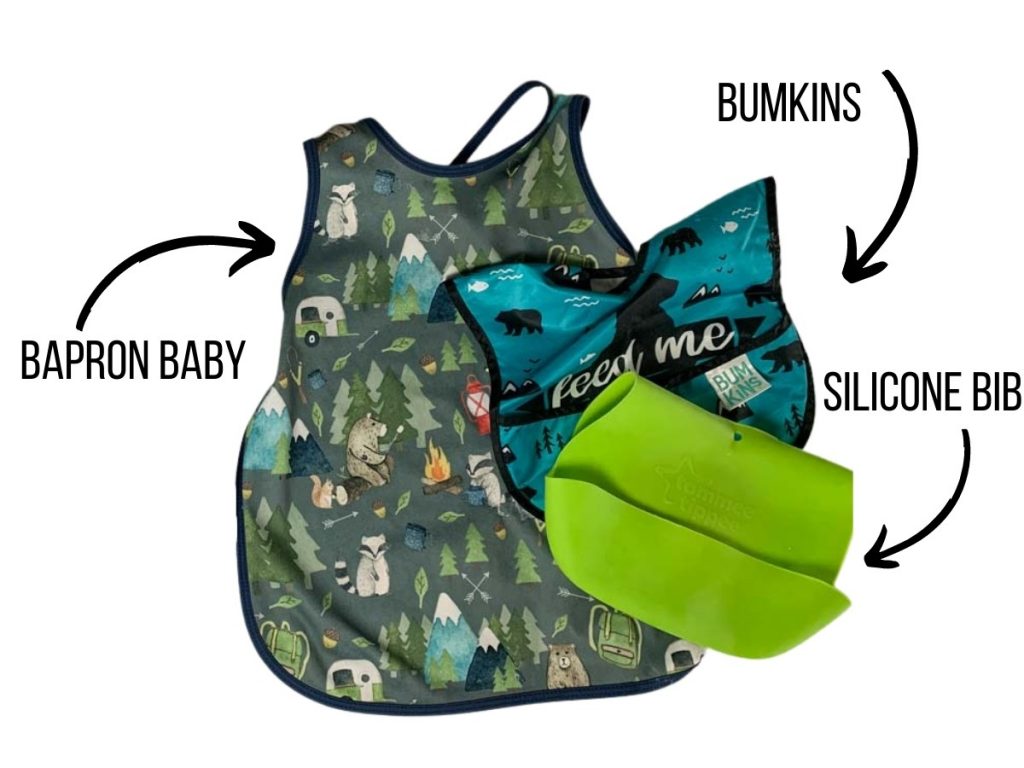 picture shows 3 baby led weaning bibs