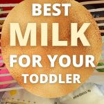 text reads "best milk for your toddler" with photo of various types of milk